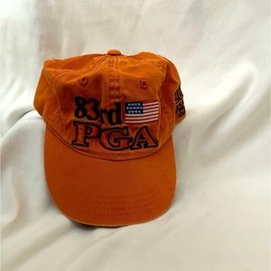 Original 1983 PGA Championship Orange Hat from Atlanta Golf Club with US Flag